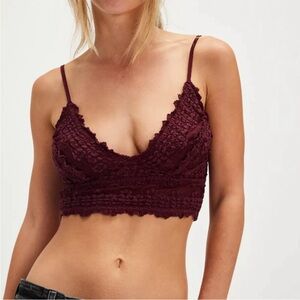 Free People Burgundy Lace Bralette